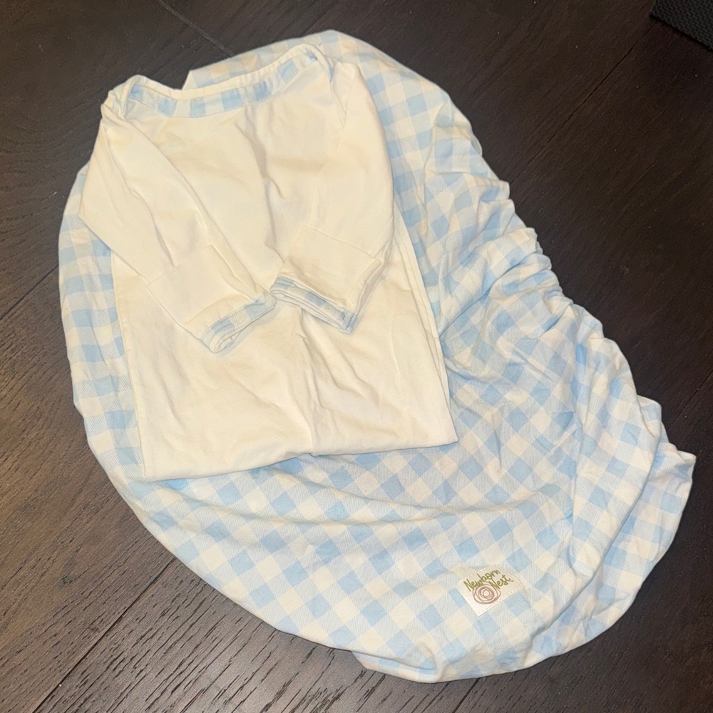 Hospital Crib Blue and White Checkered Baby Swaddle Set